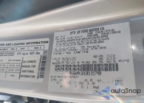 2018 Ford Fusion Hybrid Se из США, поврежденный, VIN 3FA6P0LUXJR123798
